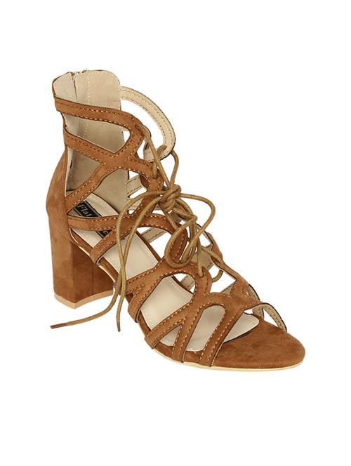 Tan Suede Laceup Sandals - 14367056 - Very Small Image - 1