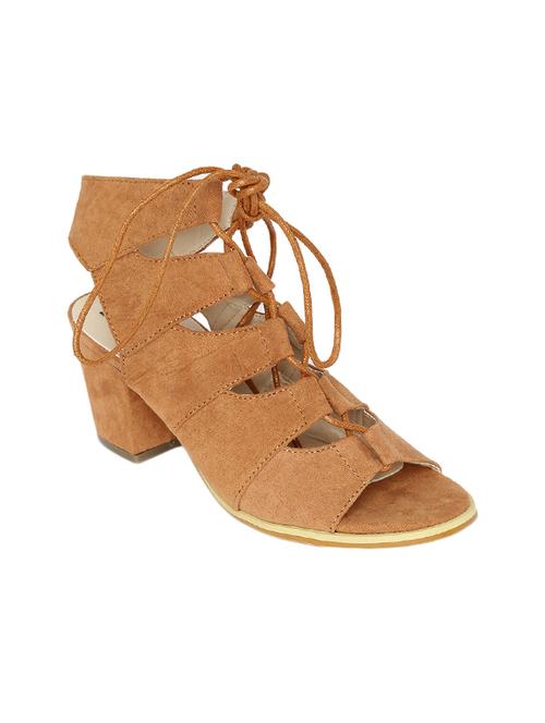 Beige Suede Laceup Sandals - 14367060 - Very Small Image - 1