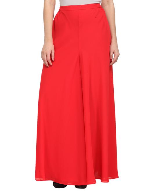 solid red georgette palazzo - 14368888 - Very Small Image - 1