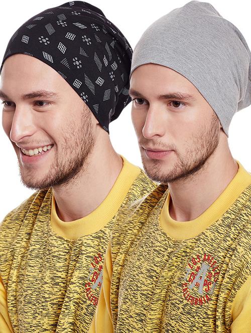 multi colored cotton beanies (set of 2) - 14369794 - Very Small Image - 1