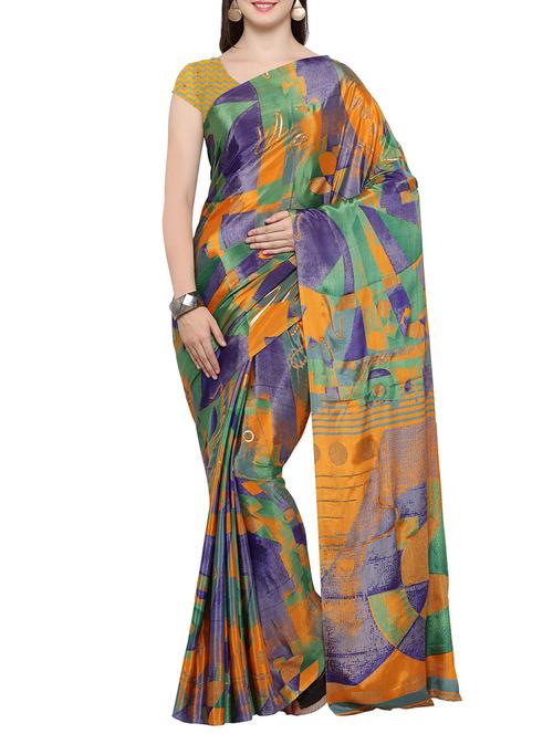 multicolored printed saree with blouse - 14370562 - Very Small Image - 1