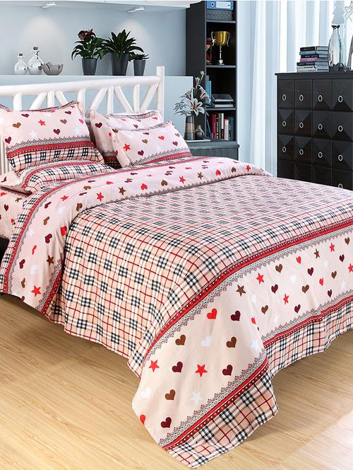printed polycotton double bed sheet with 2 pillow covers - 14370721 - Very Small Image - 1