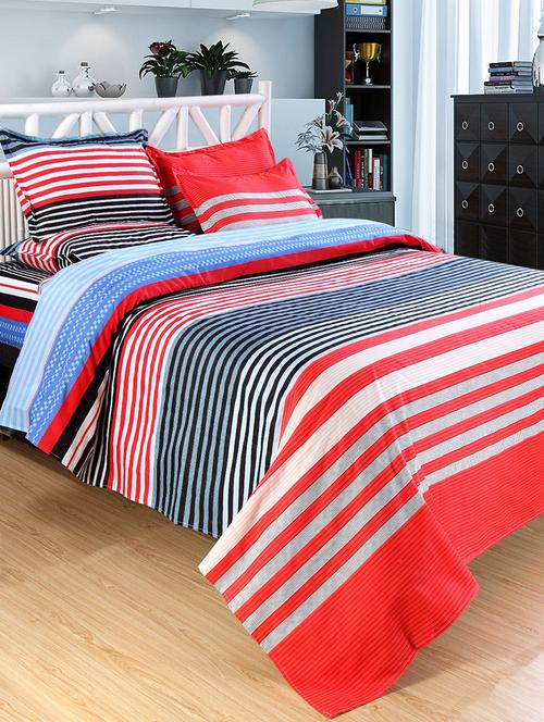 printed cotton double bed sheet with 2 pillow covers - 14370723 - Very Small Image - 1