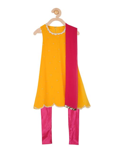 yellow georgette suit set - 14372024 - Very Small Image - 1