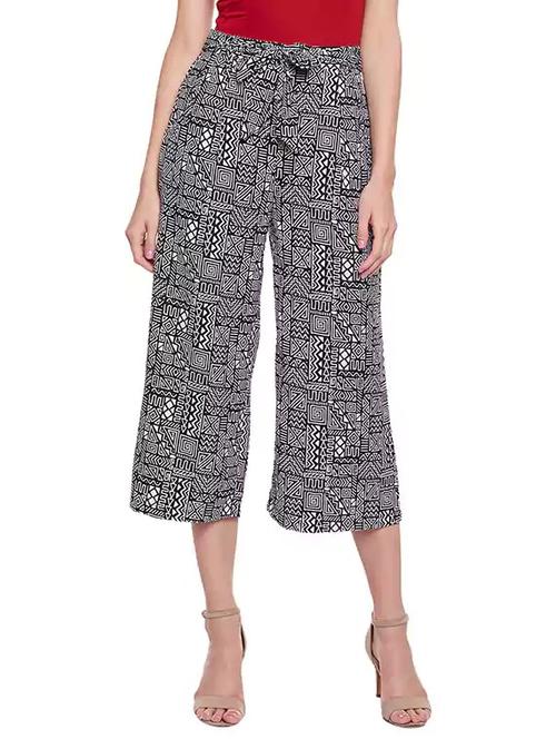 black printed crepe culottes - 14372615 - Very Small Image - 1
