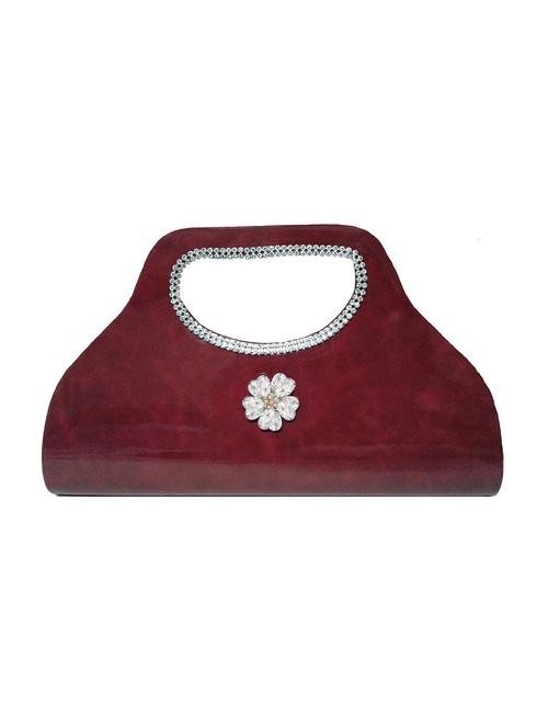 Maroon Leatherette Clutch - 14373213 - Very Small Image - 1