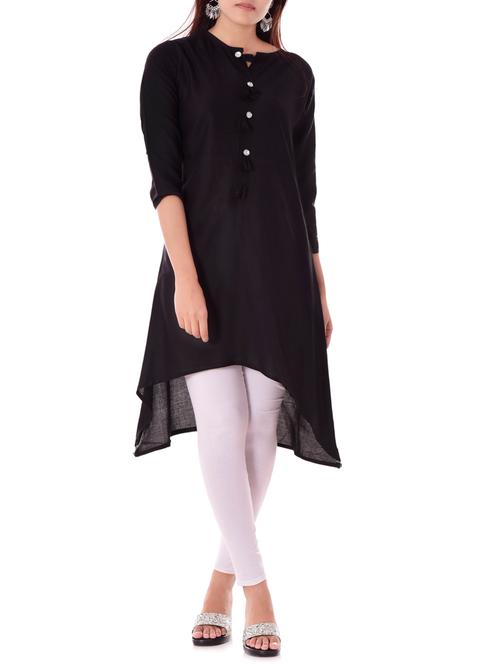 black rayon highlow kurta - 14373594 - Very Small Image - 1