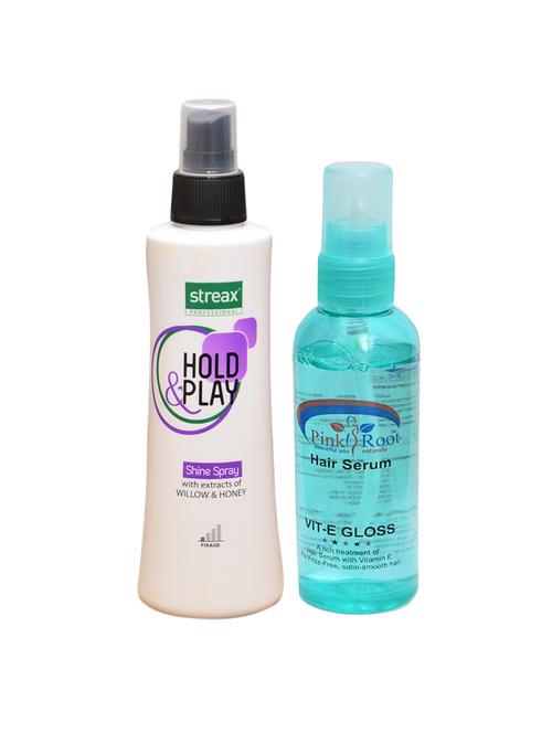 streax hold & play shiny spray with pink root hair serum pack of 2 - 14374344 - Very Small Image - 1