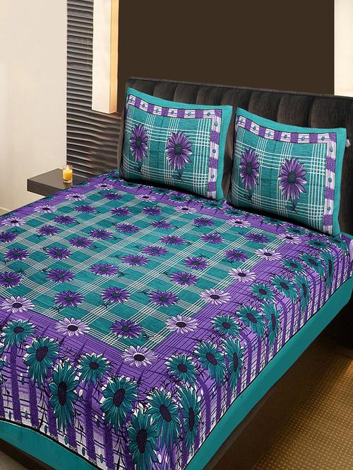 cotton traditional double bed sheet with 2 pillow covers - 14374441 - Very Small Image - 1