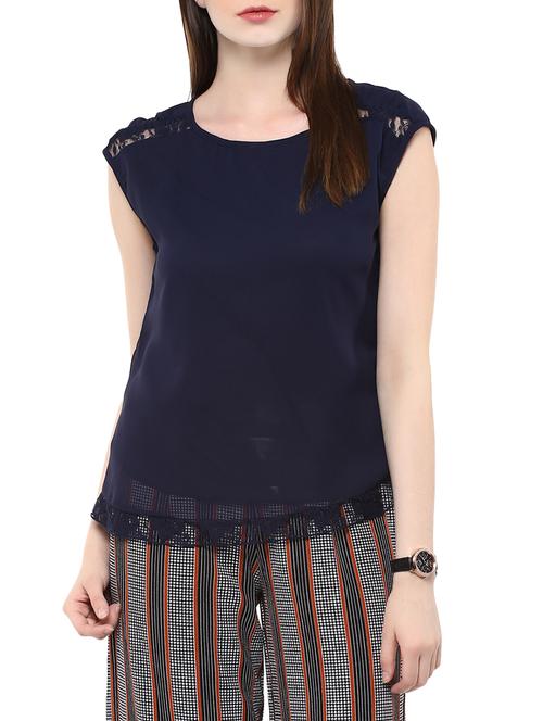 navy blue georgette casual top - 14376168 - Very Small Image - 1