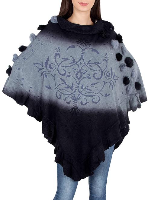 grey woollen poncho - 14378680 - Very Small Image - 1
