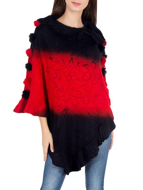 red woollen poncho - 14378681 - Very Small Image - 1