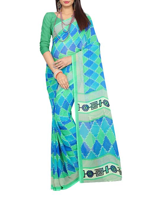 multi colored faux georgette printed saree with blouse - 14379187 - Very Small Image - 1