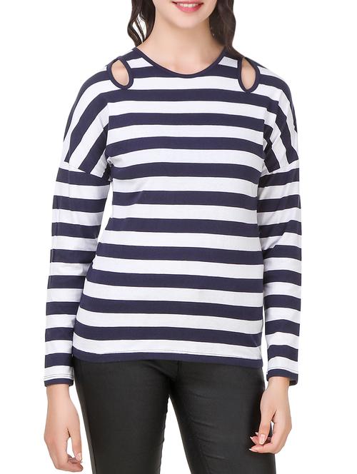 elbow patch striped top  - 14379411 - Very Small Image - 1