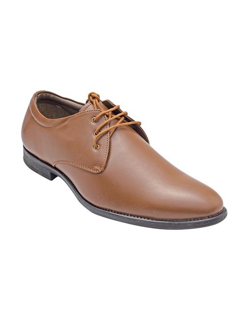 tan Leatherette lace-up derby - 14379566 - Very Small Image - 1