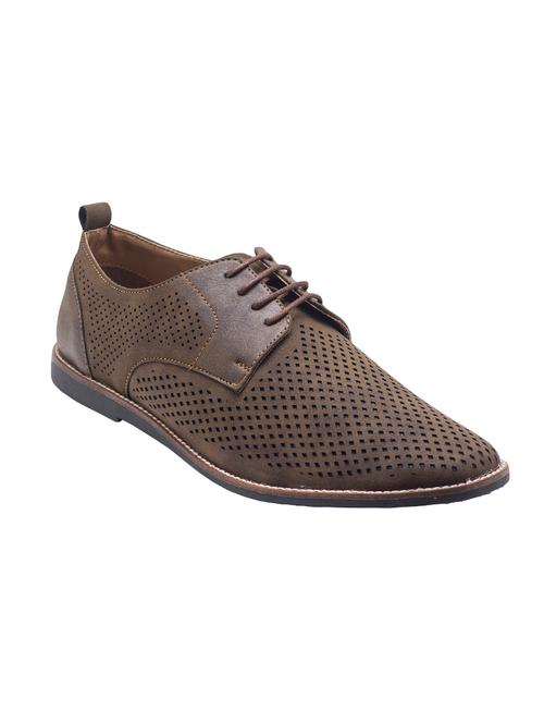 brown Leatherette lace-up derby - 14379581 - Very Small Image - 1