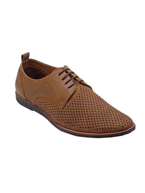 tan Leatherette lace-up derby - 14379582 - Very Small Image - 1