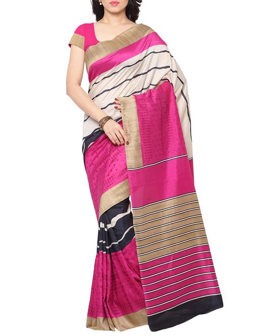 multicolored printed saree with blouse - 14380050 - Very Small Image - 1