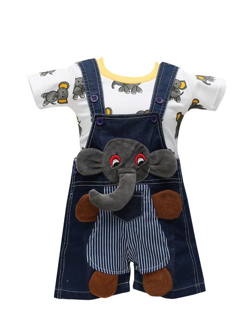 white cotton dungaree set - 14380907 - Very Small Image - 1