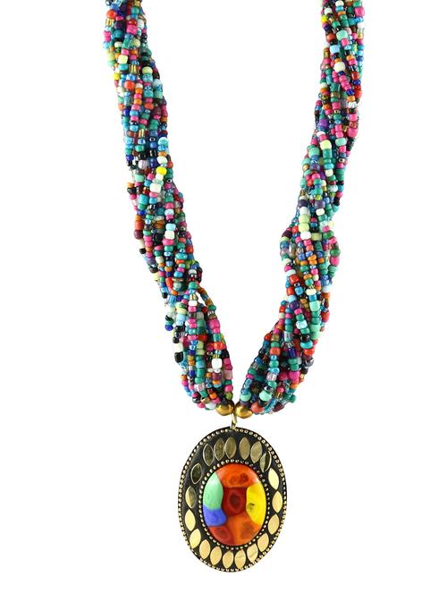 multi colored metal long necklace - 14387890 - Very Small Image - 1