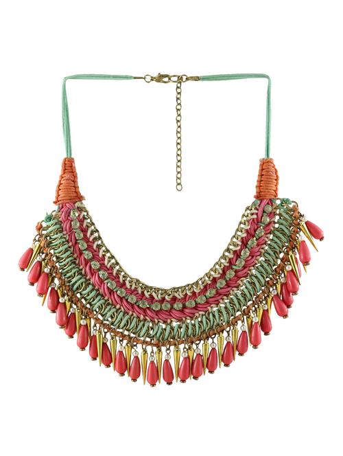 multi colored cotton blend statement necklace - 14387916 - Very Small Image - 1