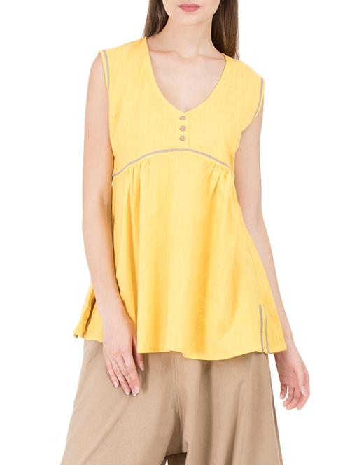 grass by gitika goyal yellow colored sleeveless top - 14389457 - Very Small Image - 1