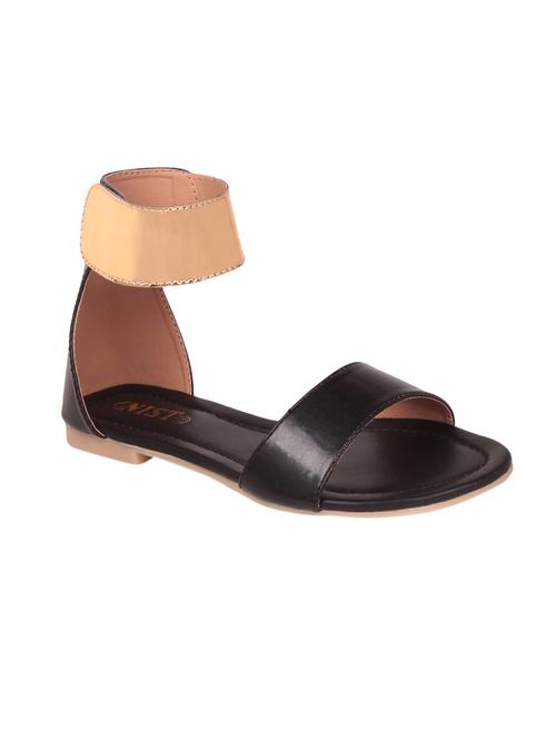 black faux leather ankle strap sandals - 14390771 - Very Small Image - 1