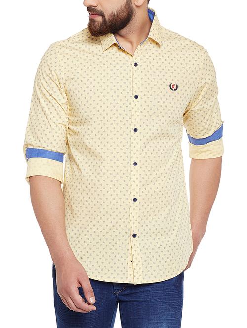 yellow cotton casual shirt - 14390939 - Very Small Image - 1