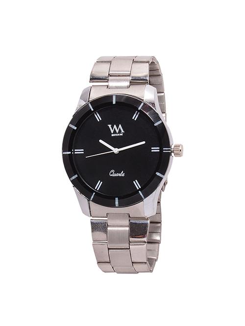 wm black dial silver leather strap watch for  men and boys awc-011 - 14391214 - Very Small Image - 1