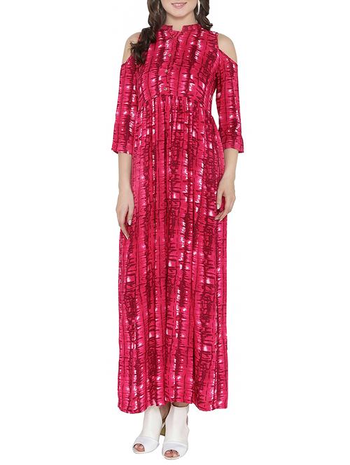 pink rayon maxi dress - 14394119 - Very Small Image - 1