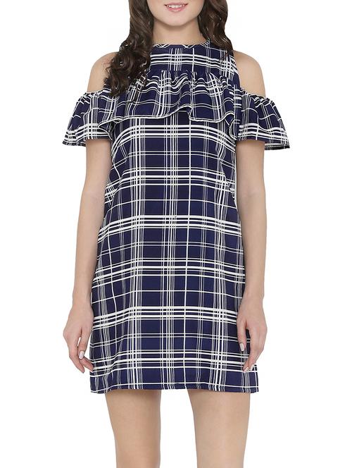 navy blue crepe shift dress - 14394127 - Very Small Image - 1