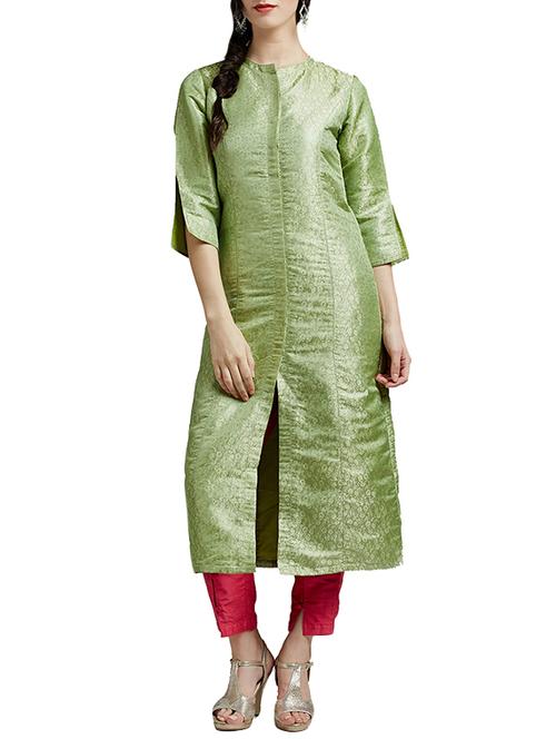 green viscose kurta pant  set - 14394135 - Very Small Image - 1
