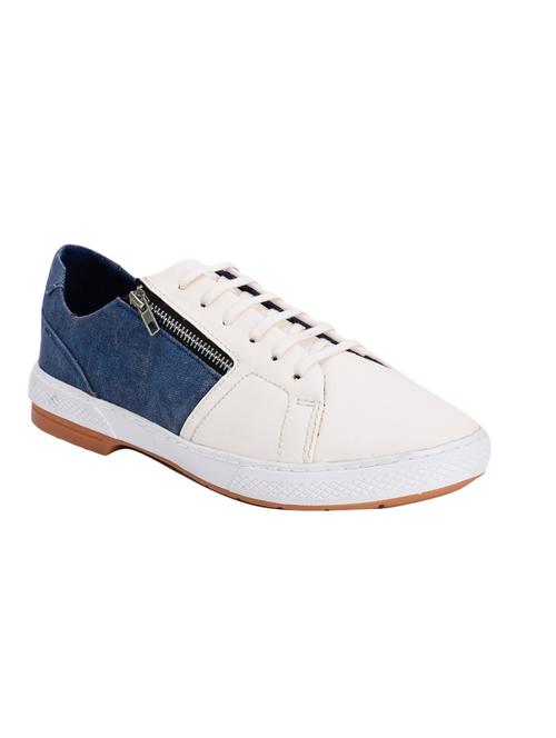 white leatherette lace up sneaker - 14394818 - Very Small Image - 1