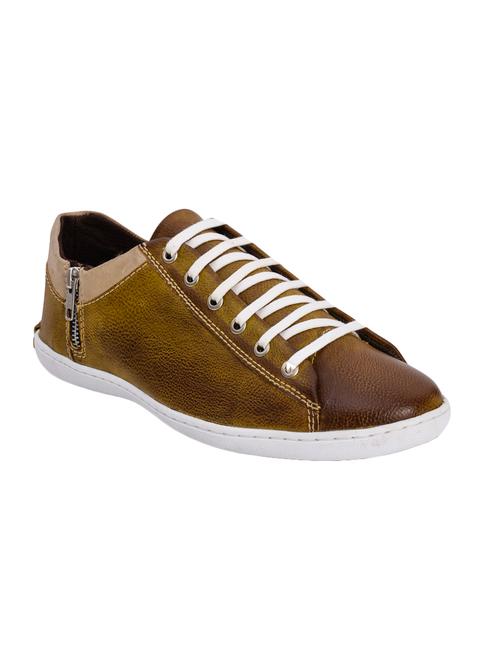 tan leatherette lace up sneaker - 14394823 - Very Small Image - 1