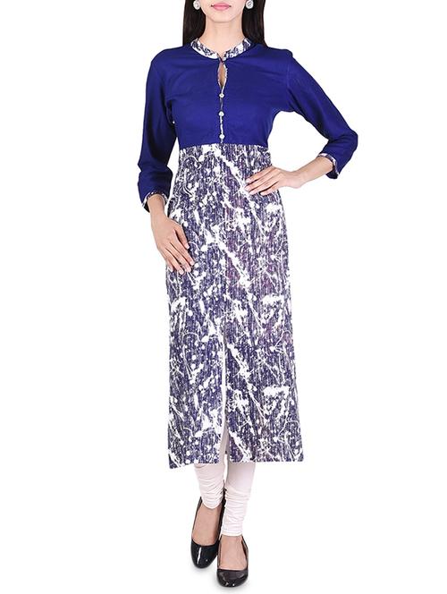 blue rayon straight kurta - 14395782 - Very Small Image - 1