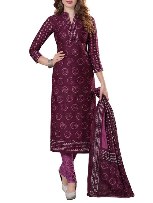 purple cotton dress material - 14395866 - Very Small Image - 1