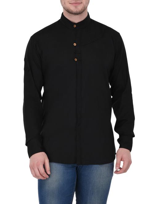 black linen casual shirt - 14396566 - Very Small Image - 1