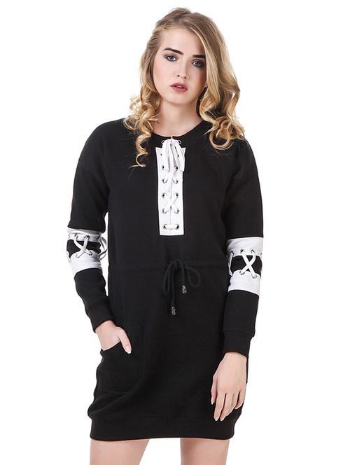 black fleece shift dress - 14397872 - Very Small Image - 1