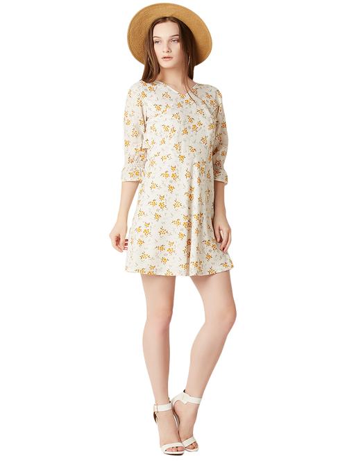 tie-up back ruffle detail floral dress - 14398370 - Very Small Image - 1