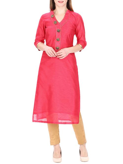 solid straight kurta - 14400928 - Very Small Image - 1