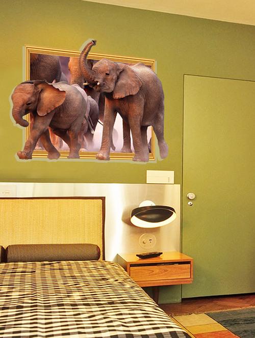 cortina elephants in jungle 3d theme wall stickers - 14402172 - Very Small Image - 1