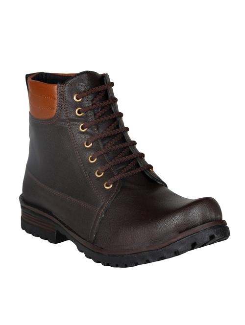 brown leatherette high ankle boot - 14402497 - Very Small Image - 1
