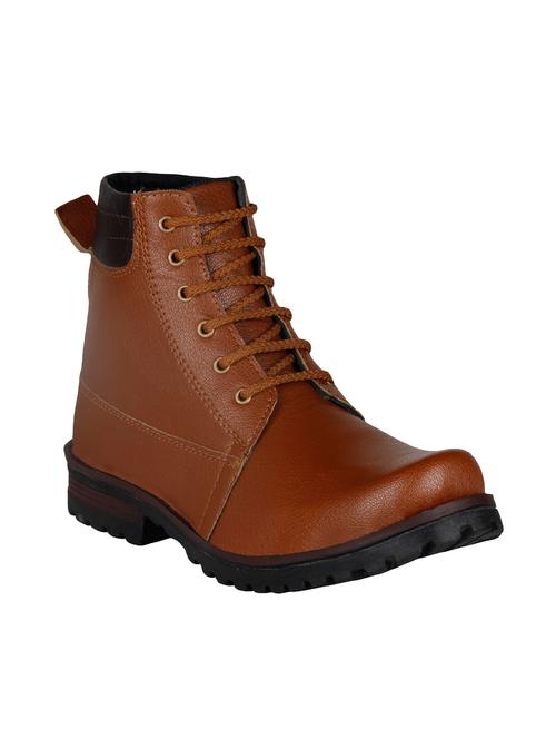 Tan Leatherette High Ankle Boot - 14402498 - Very Small Image - 1