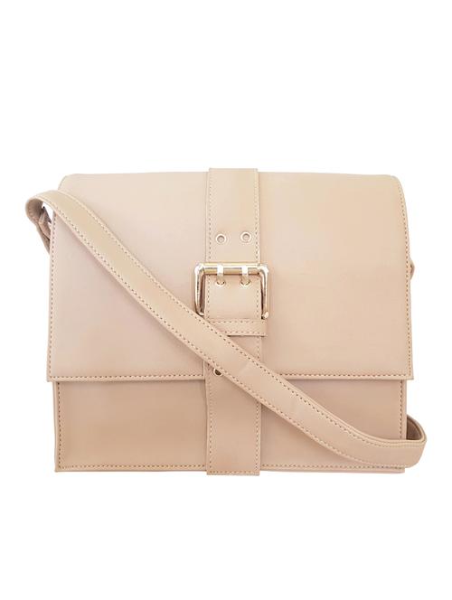 beige leatherette  regular sling bag - 14408056 - Very Small Image - 1