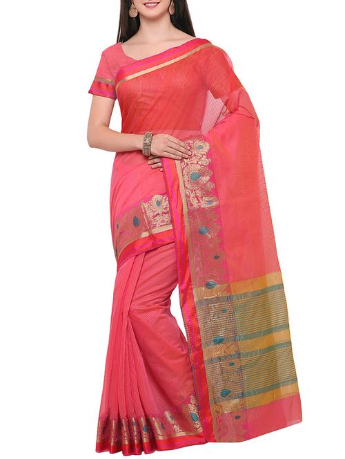 pink art silk embroidered saree with blouse - 14408201 - Very Small Image - 1