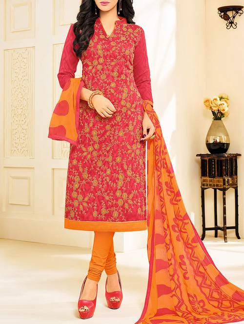 embroidered churidaar suits unstitched suit - 14408246 - Very Small Image - 1