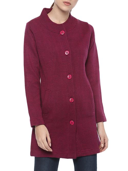 purple woolen casual coat - 14409579 - Very Small Image - 1