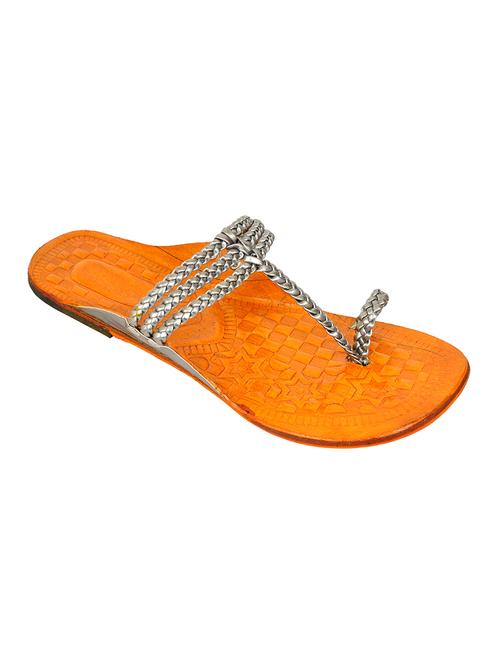 silver leather ethnic kolhapuris - 14409649 - Very Small Image - 1