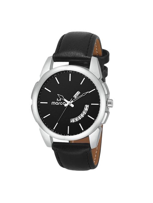 marco black dial black strap day n date men's watch - 14409903 - Very Small Image - 1