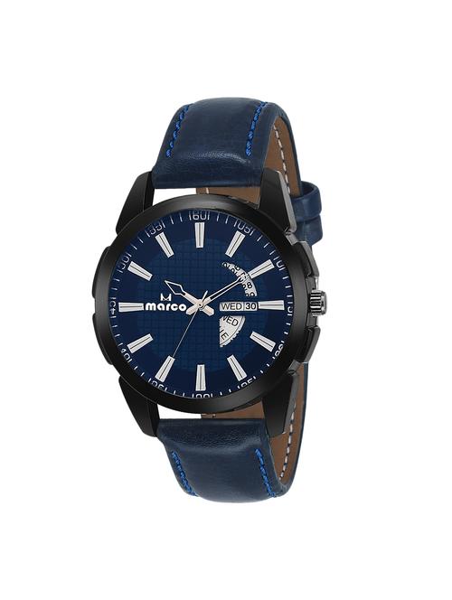marco blue dial blue strap day n date men's watch - 14409906 - Very Small Image - 1